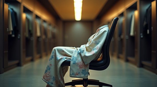 La veste kimono s'est glissée dans les vestiaires de bureau